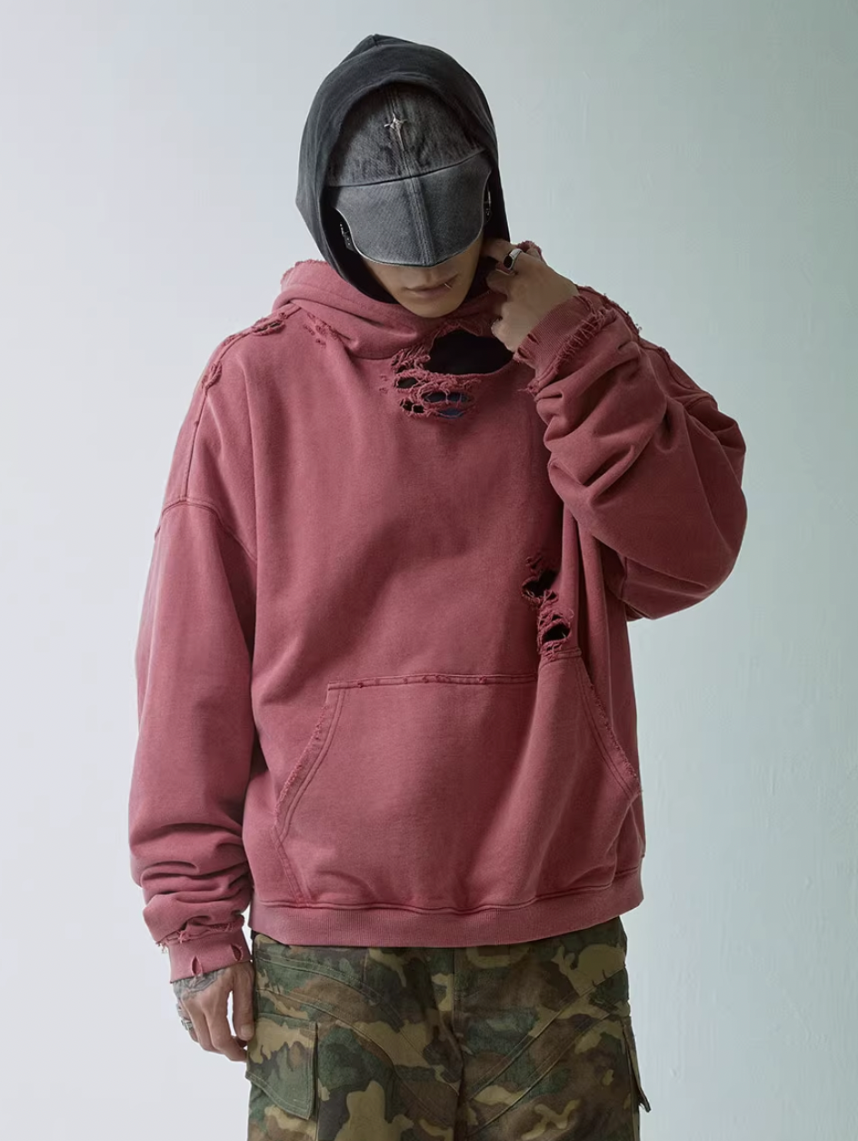 F2CE Washed Destruction Metal Logo Hoodie