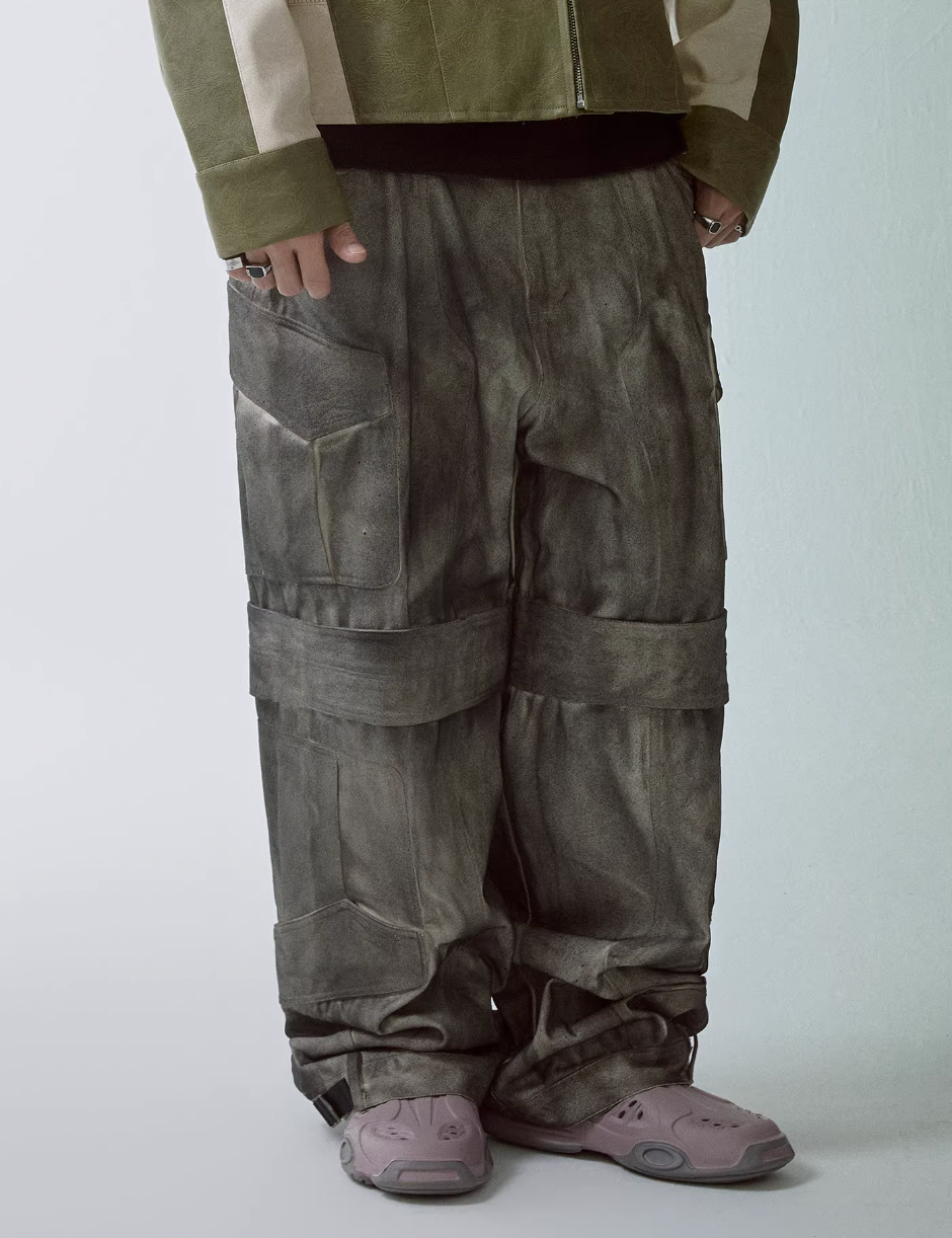 F2CE Dyed Dirty Symmetrical Work Baggy Cargo Pants