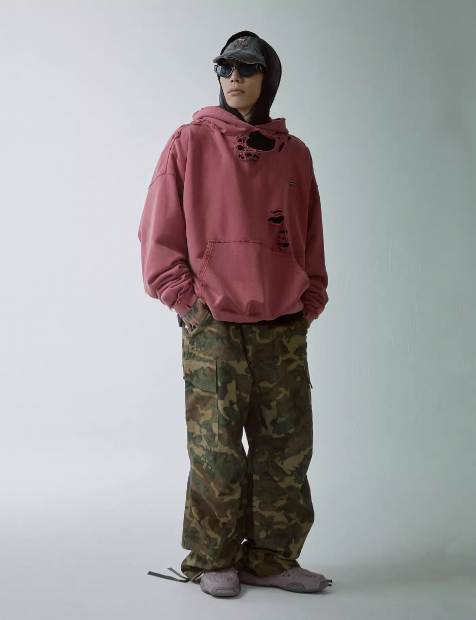 F2CE Pleated Camouflage Work Baggy Cargo Pants