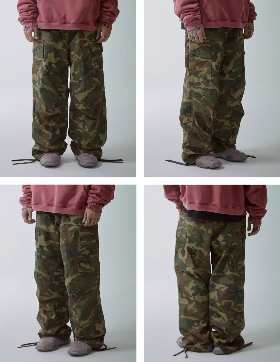 F2CE Pleated Camouflage Work Baggy Cargo Pants