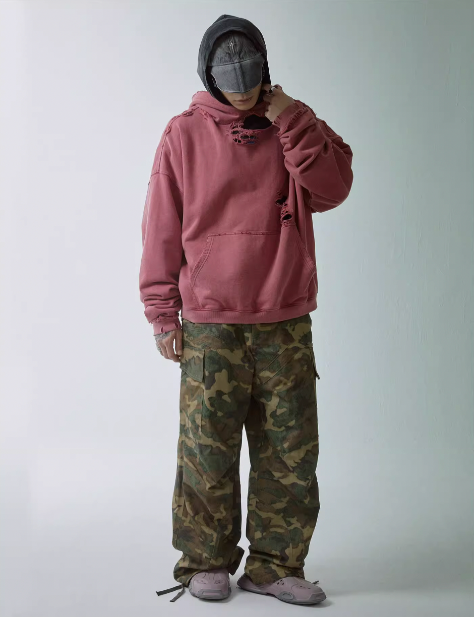 F2CE Pleated Camouflage Work Baggy Cargo Pants