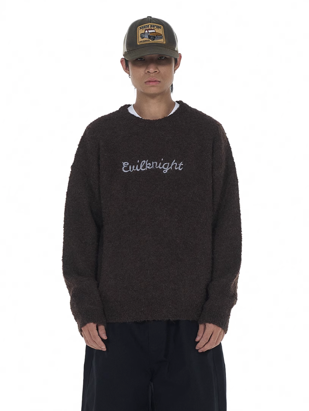 EVILKNIGHT(EK) Sweet Embroidered Custom Dyed Knit Sweater