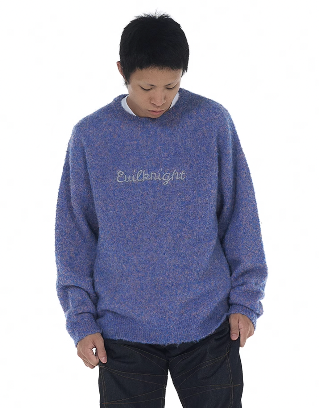 EVILKNIGHT(EK) Sweet Embroidered Custom Dyed Knit Sweater
