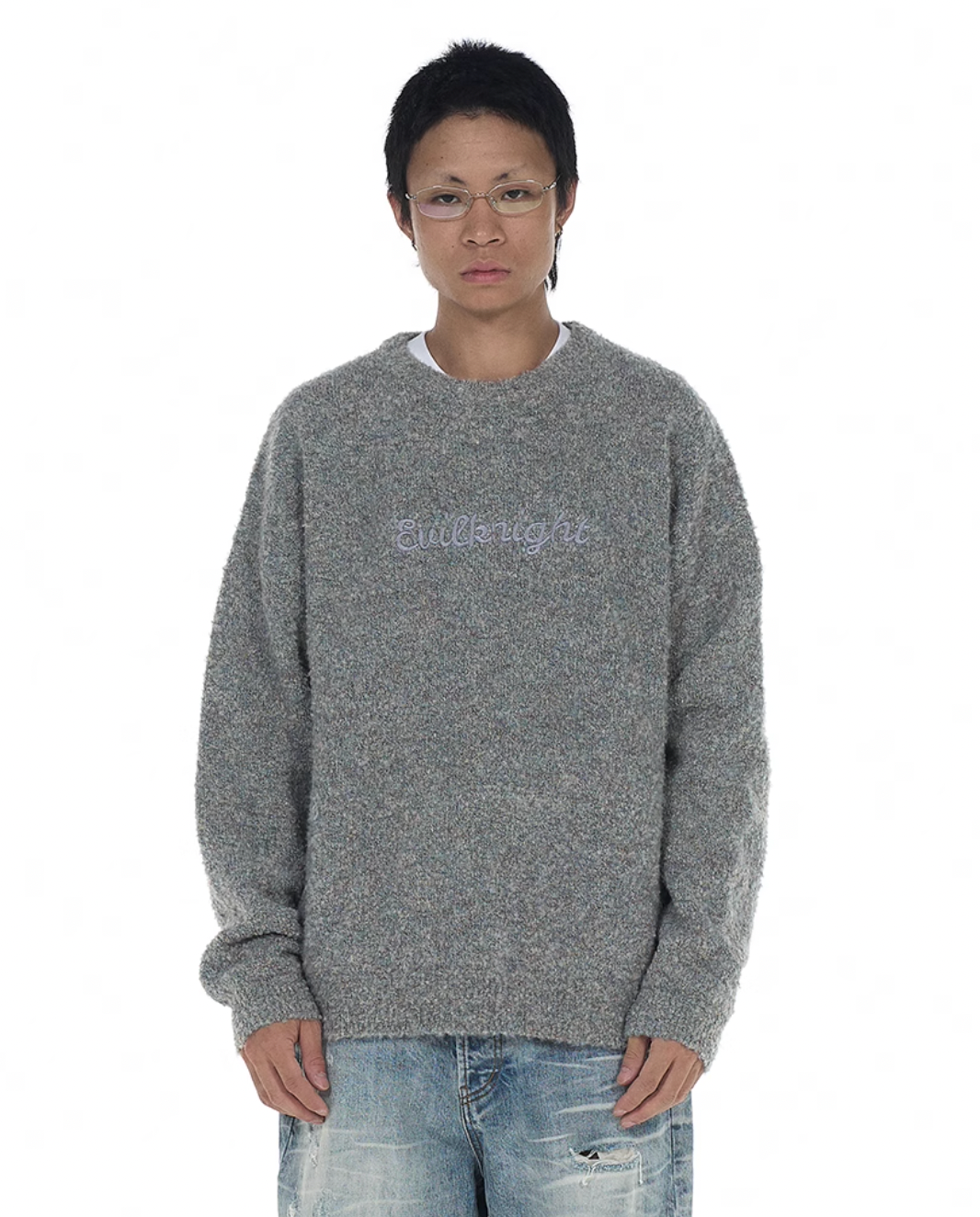 EVILKNIGHT(EK) Sweet Embroidered Custom Dyed Knit Sweater