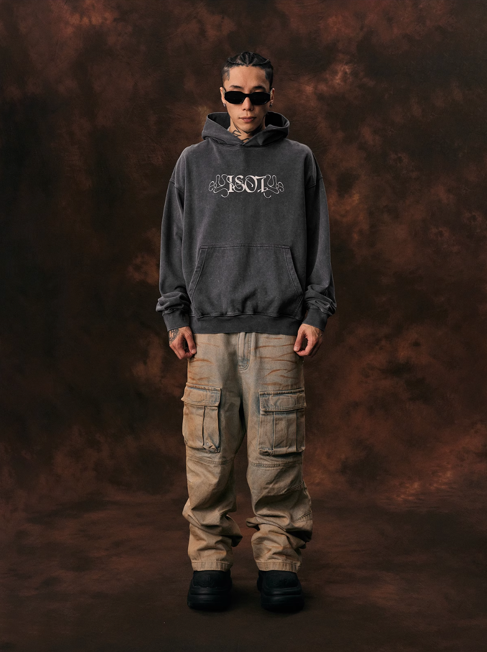 1807 STILL GOING Floral Print Washed Aged Hoodie