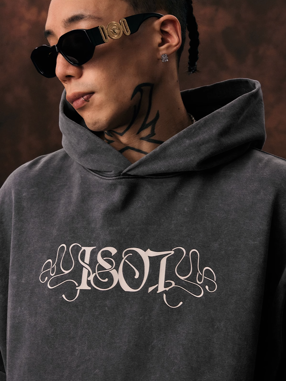 1807 STILL GOING Floral Print Washed Aged Hoodie
