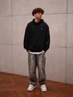 1807 One Point Box Logo Embroidery Hoodie