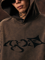 1807 Arranged Printed Washed Hoodie