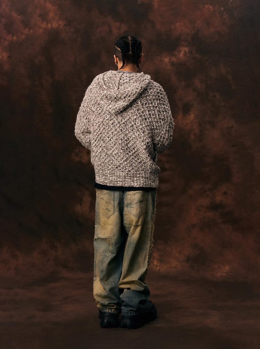 1807 Mixed Yarn Knit Hoodie