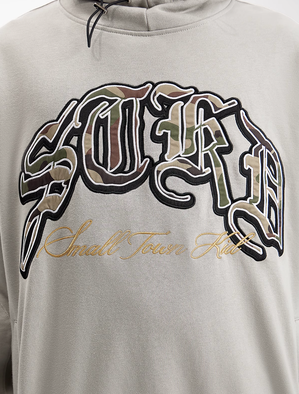 Small Town Kid Camouflage Embroidered Patch Hoodie