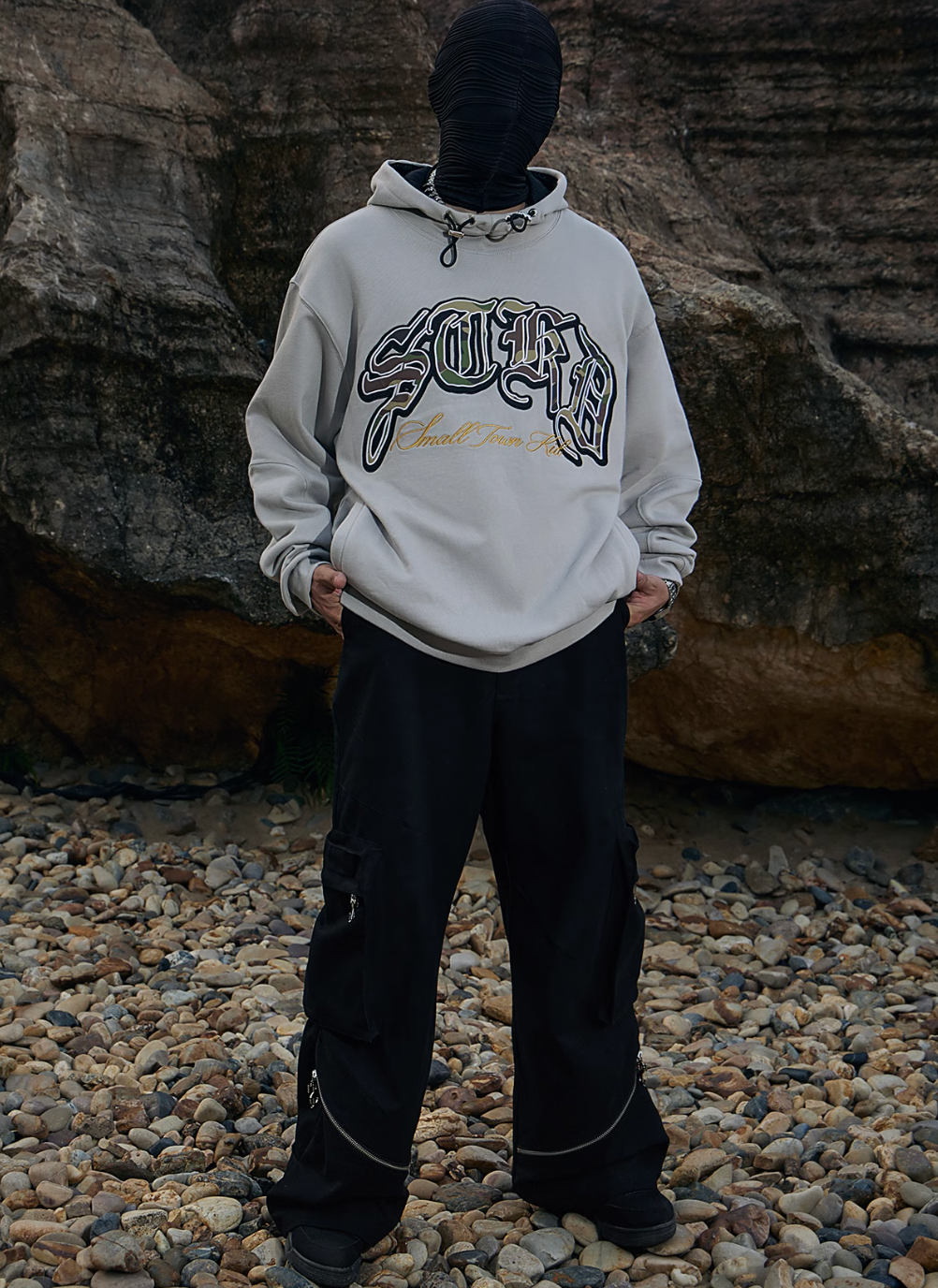 Small Town Kid Camouflage Embroidered Patch Hoodie