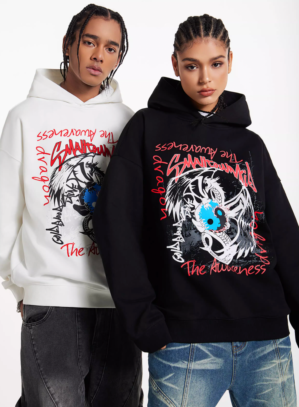 Small Town Kid Dragon Print Hoodie