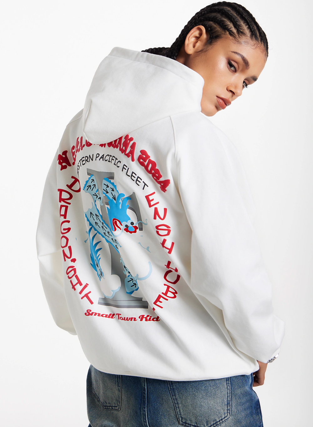 Small Town Kid Dragon Design Print Hoodie