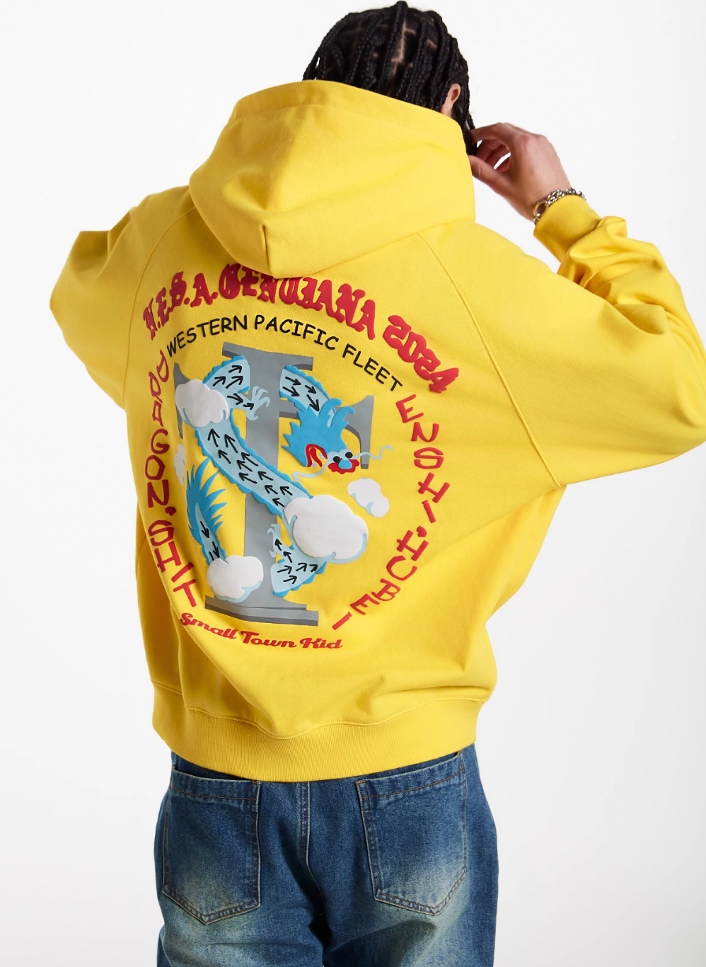 Small Town Kid Dragon Design Print Hoodie