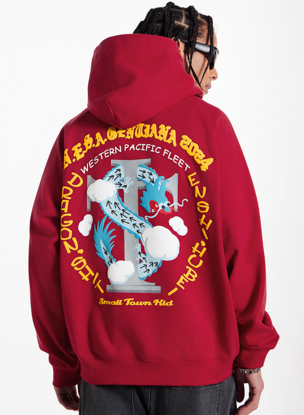 Small Town Kid Dragon Design Print Hoodie