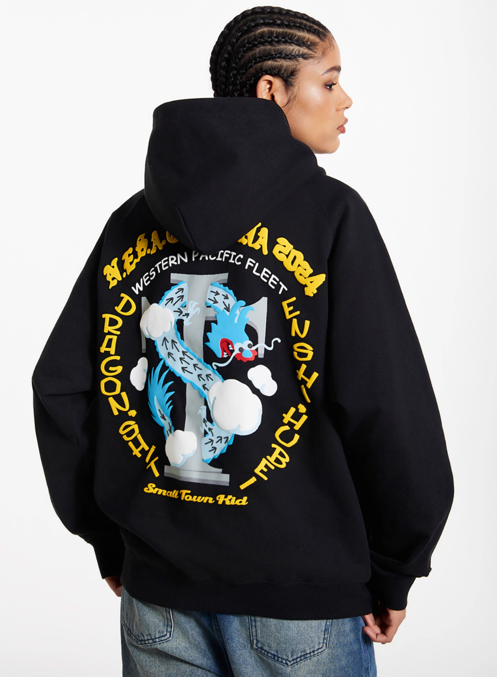 Small Town Kid Dragon Design Print Hoodie