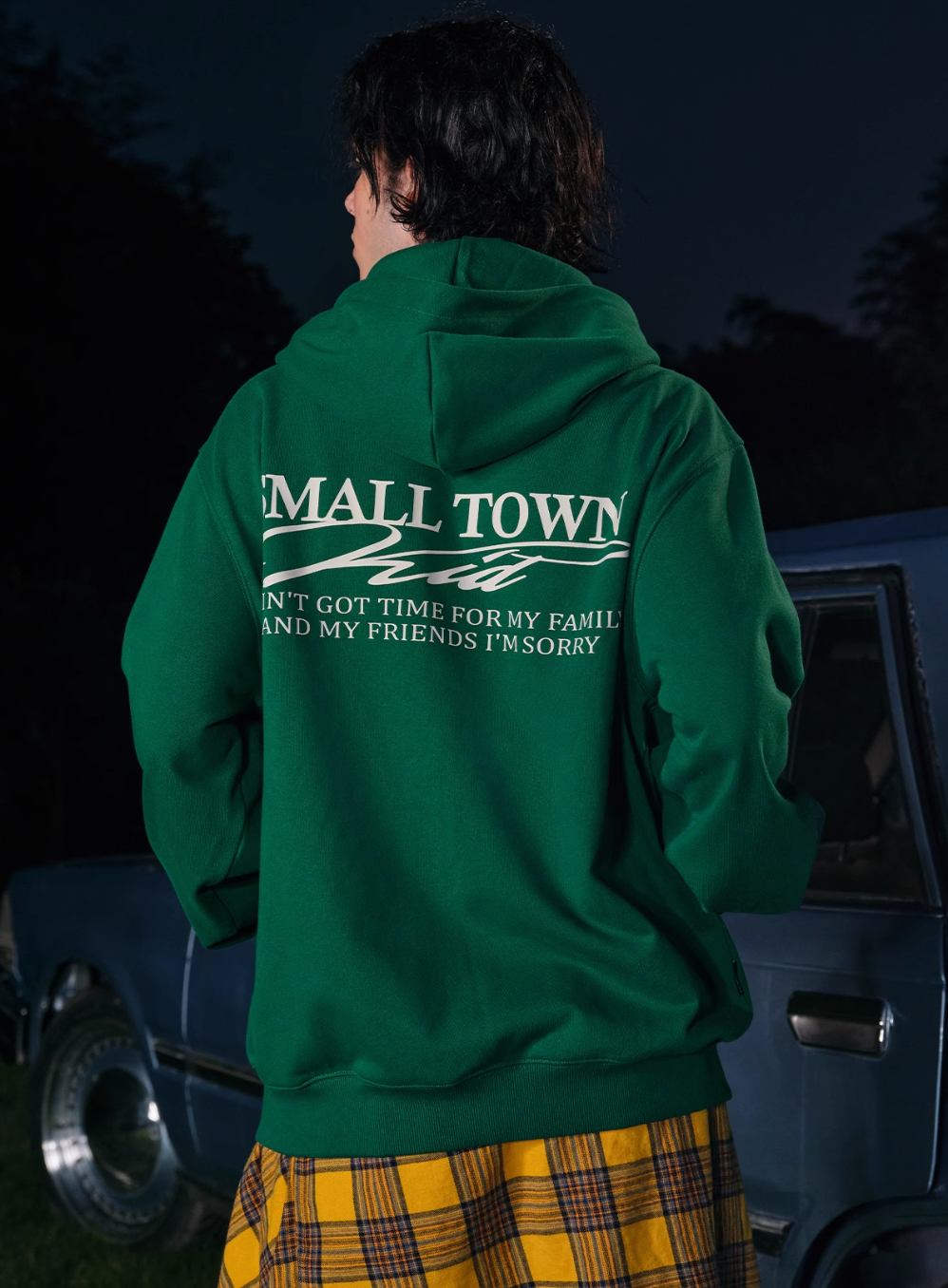 Small Town Kid Font Typography Logo Zip Up Hoodie