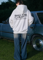 Small Town Kid Font Typography Logo Zip Up Hoodie