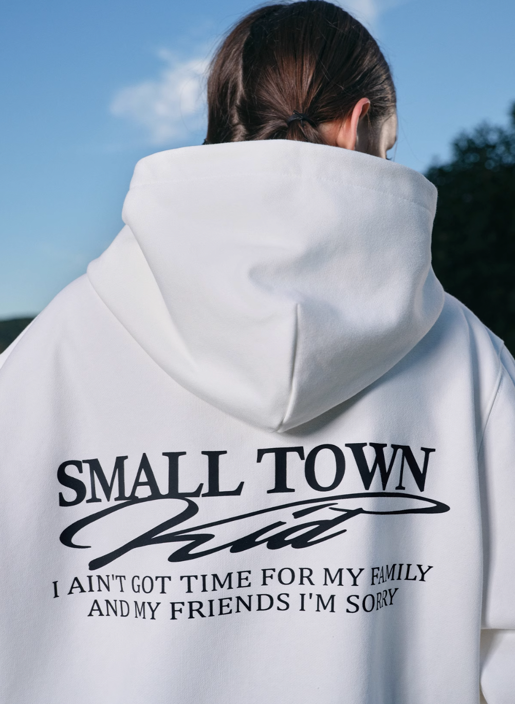 Small Town Kid Font Typography Logo Zip Up Hoodie