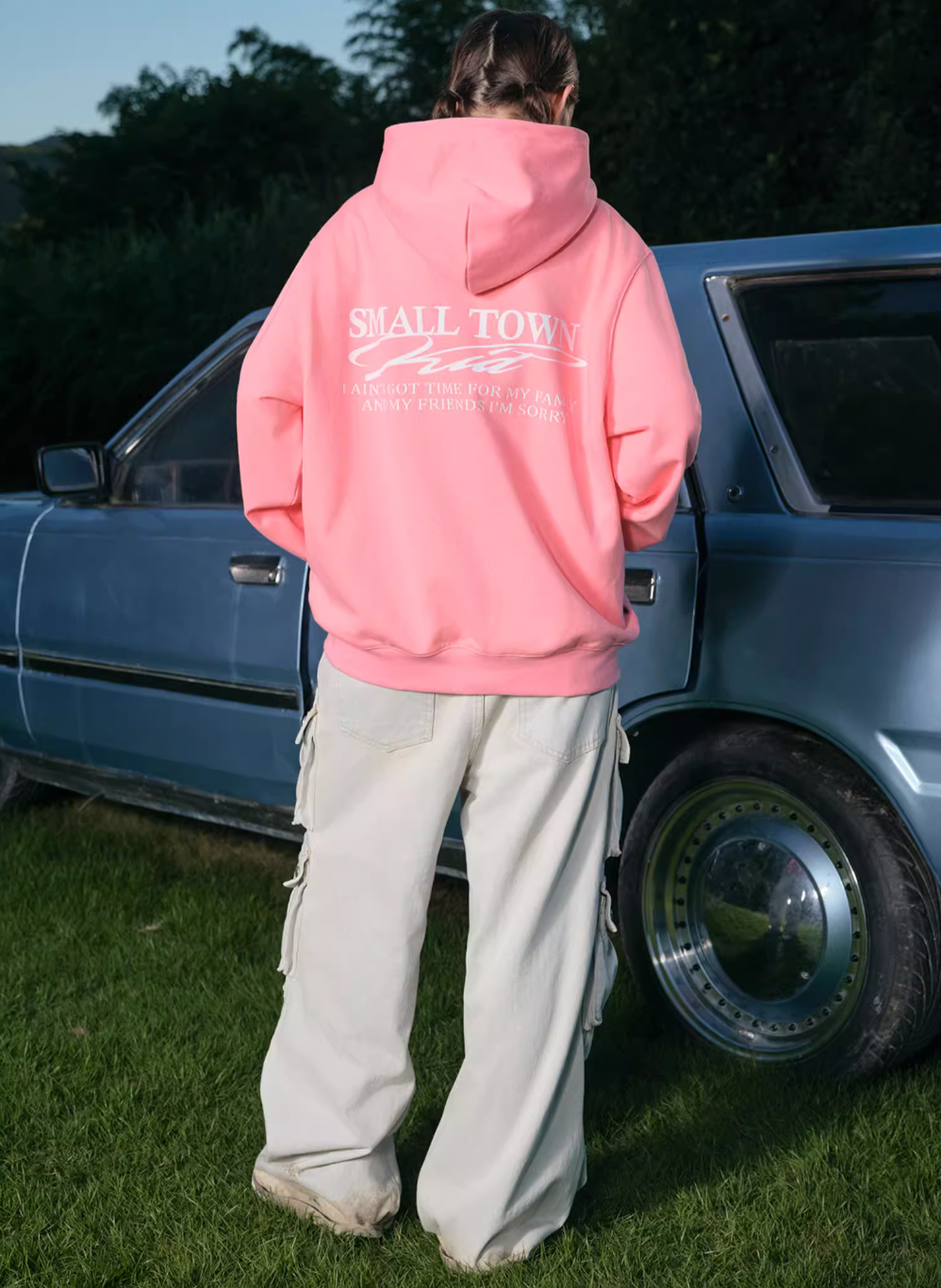 Small Town Kid Font Typography Logo Zip Up Hoodie