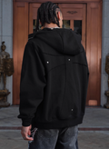 Small Town Kid Studded Cross Patch Zip Up Hoodie