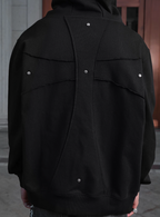 Small Town Kid Studded Cross Patch Zip Up Hoodie
