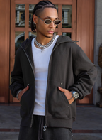 Small Town Kid Studded Cross Patch Zip Up Hoodie