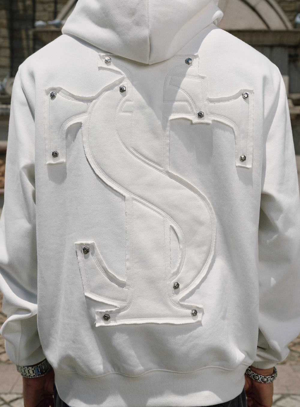 Small Town Kid Studded Logo Patch Hoodie