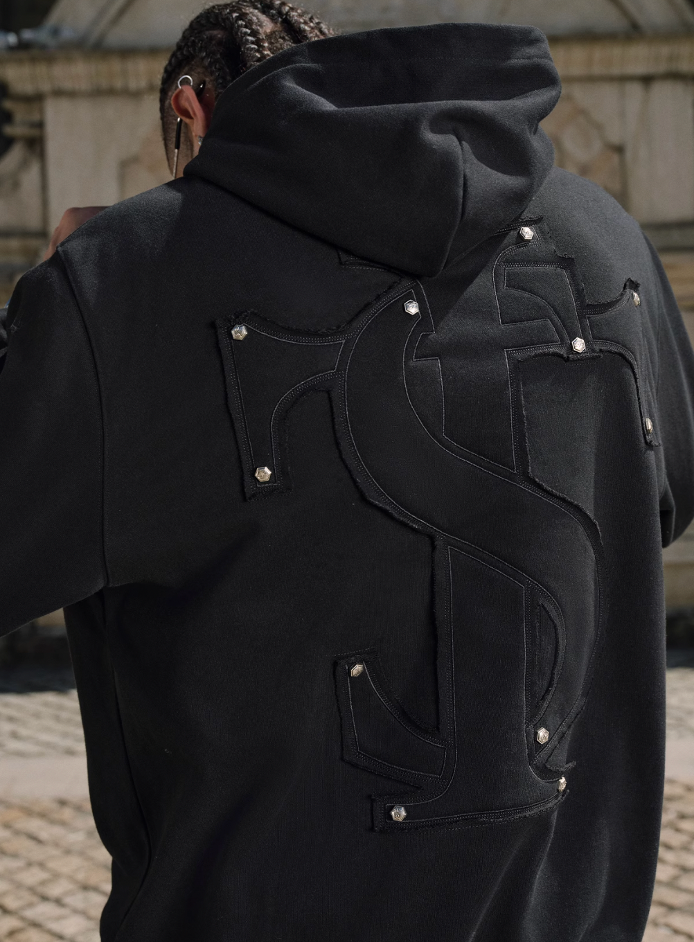 Small Town Kid Studded Logo Patch Hoodie