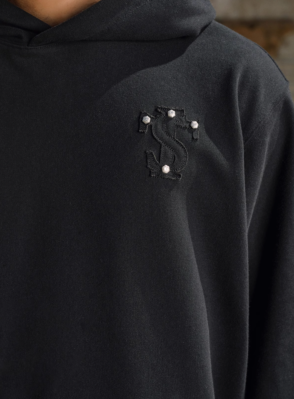 Small Town Kid Studded Logo Patch Hoodie