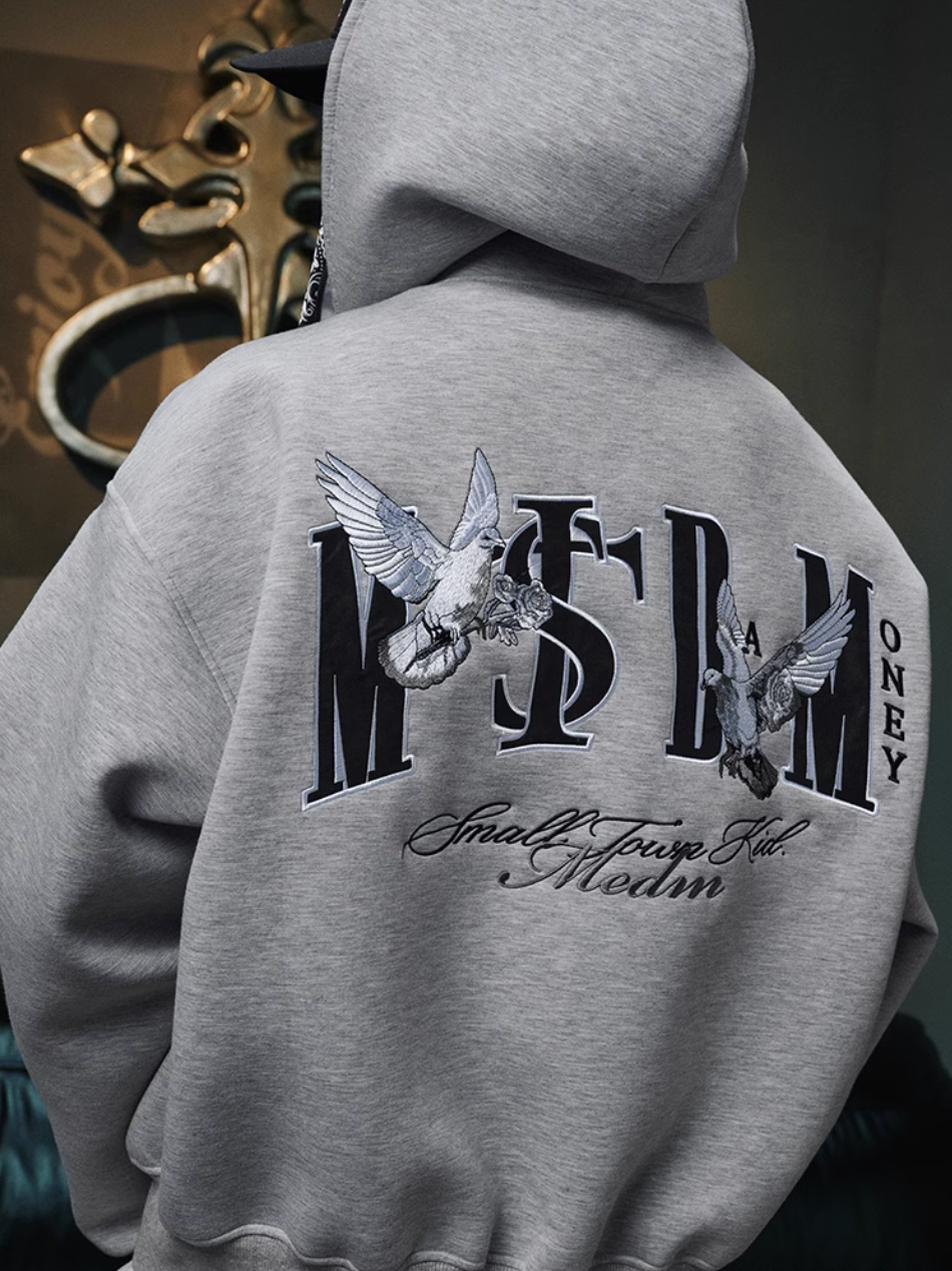 Small Town Kid x MEDM Peace Dove Logo Zip Up Hoodie
