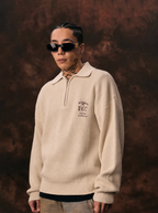1807 Printing Half Zip Polo Knit Sweater