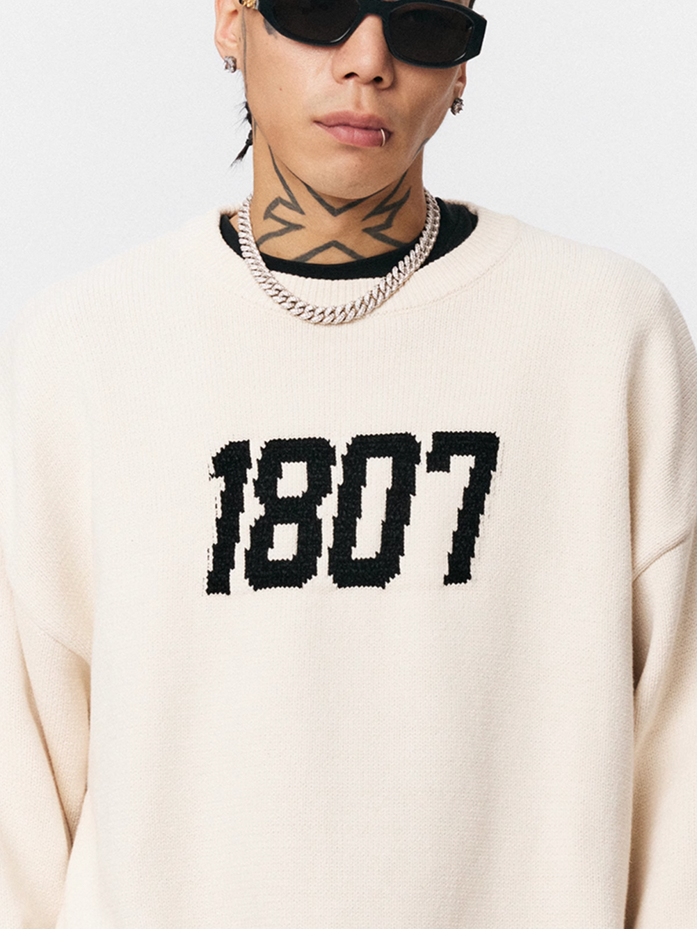 1807 Chenille Logo Jacquard Knit Sweater