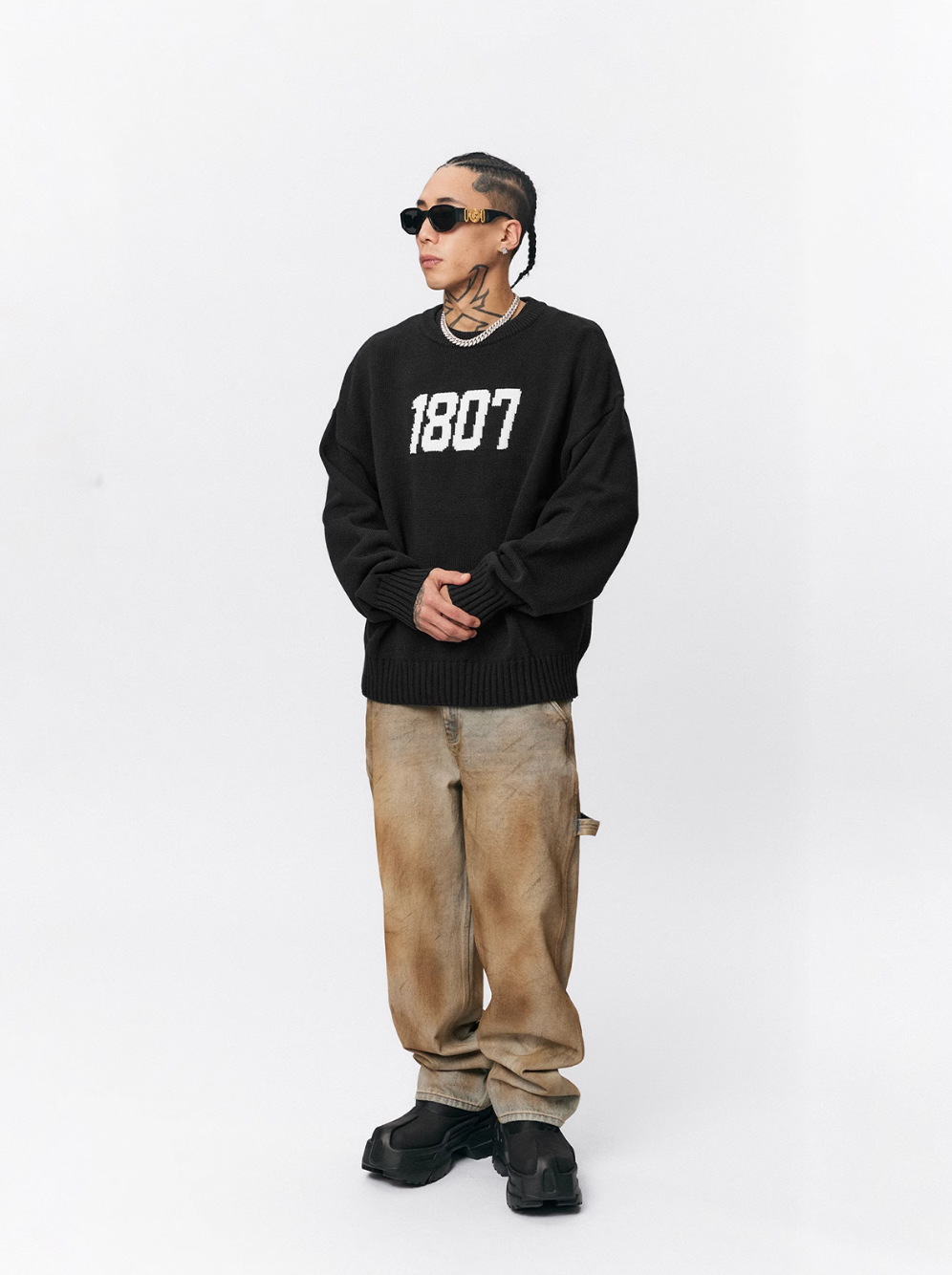 1807 Chenille Logo Jacquard Knit Sweater