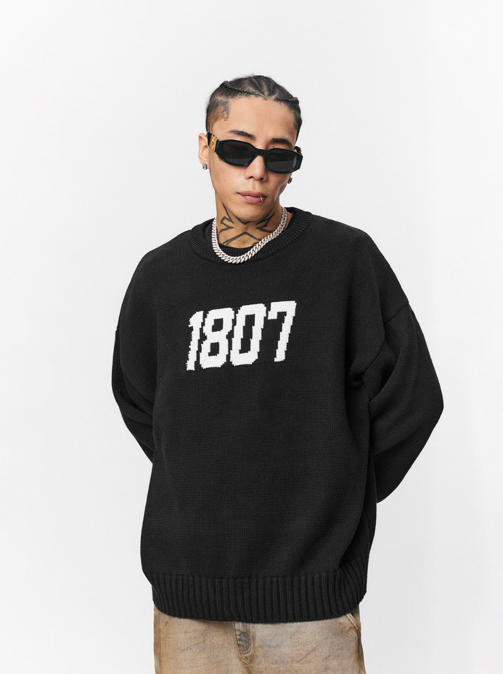 1807 Chenille Logo Jacquard Knit Sweater