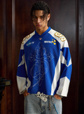 Small Town Kid Patchwork Mesh Long Sleeve Hockey Jersey