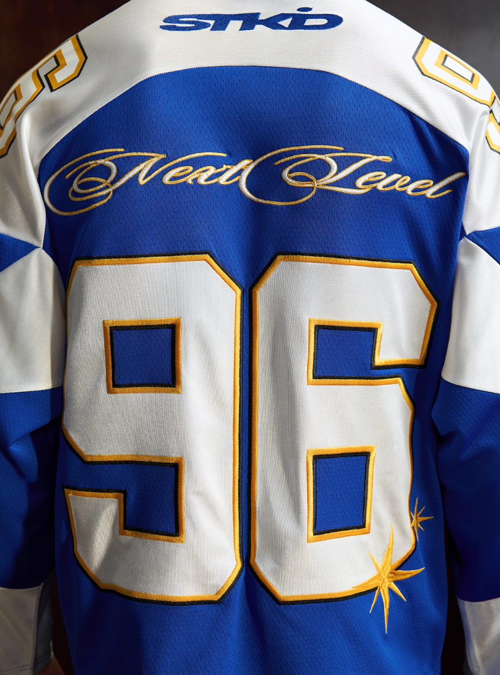 Small Town Kid Patchwork Mesh Long Sleeve Hockey Jersey