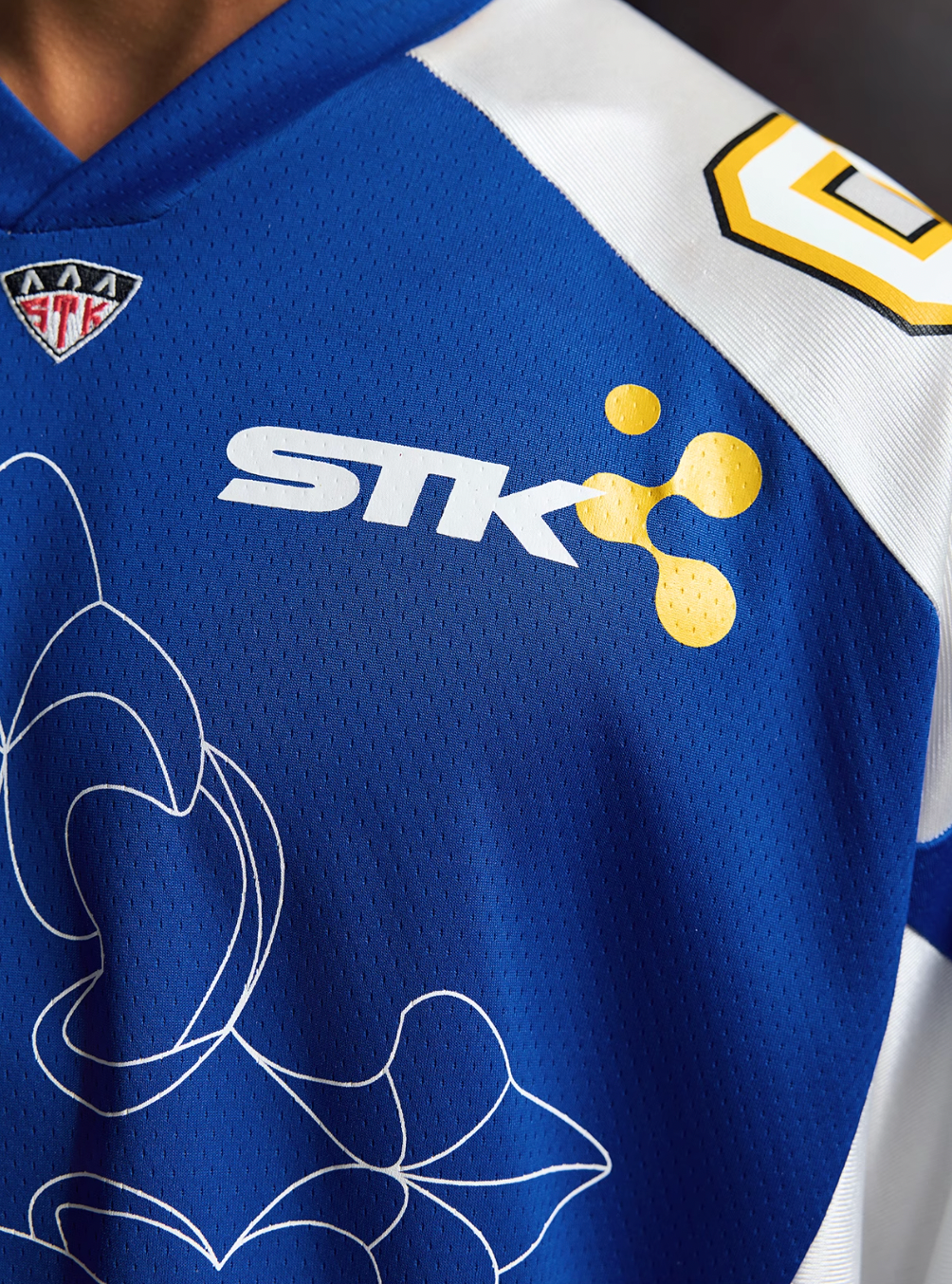 Small Town Kid Patchwork Mesh Long Sleeve Hockey Jersey