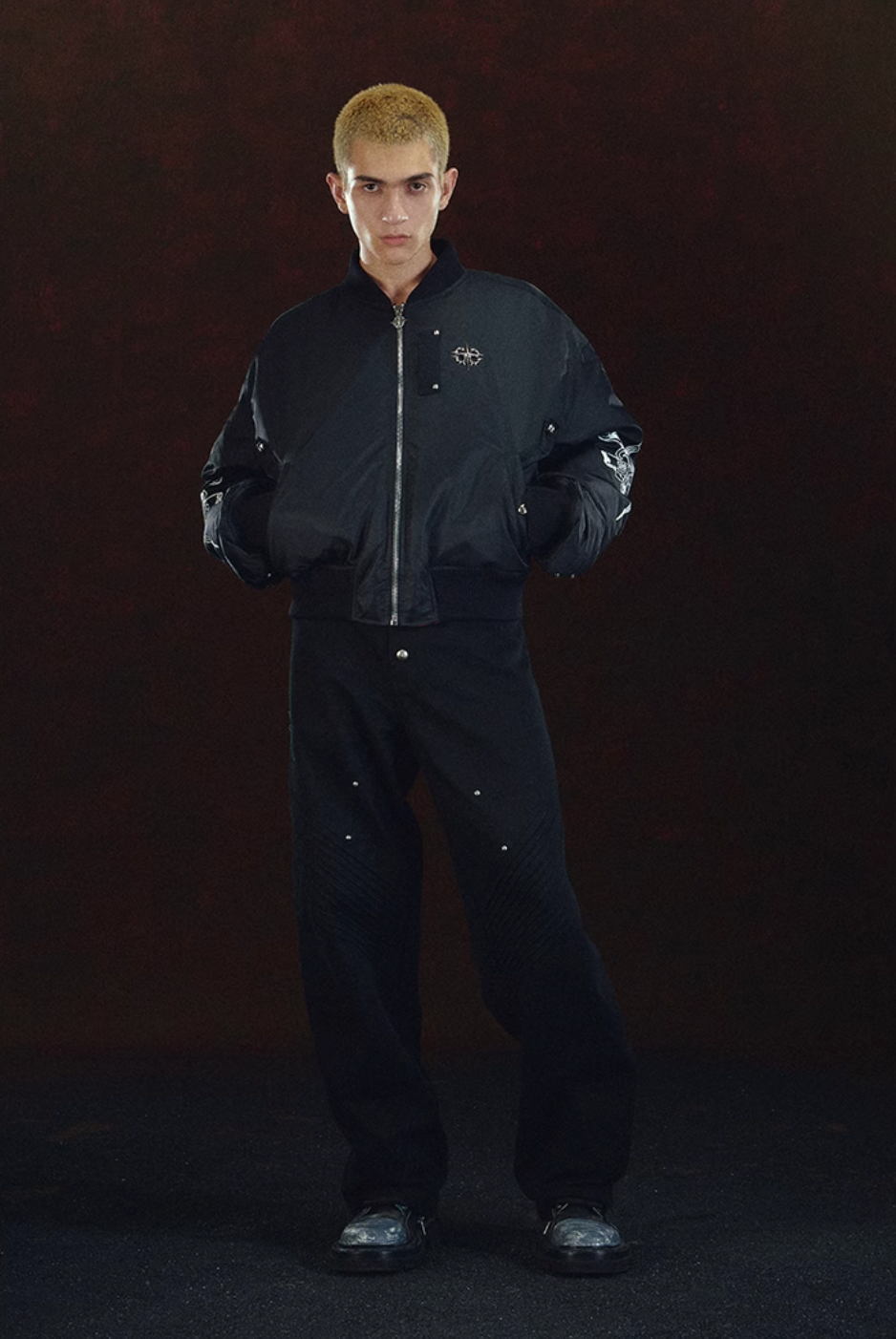 DICETINY Metal Logo Studs MA-1 Bomber Jacket