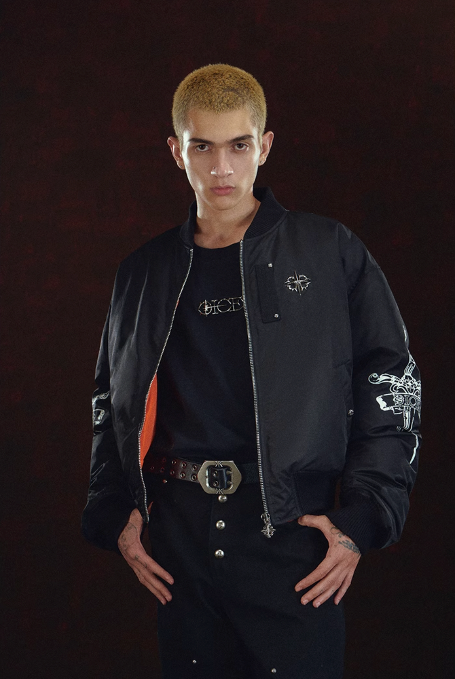 DICETINY Metal Logo Studs MA-1 Bomber Jacket
