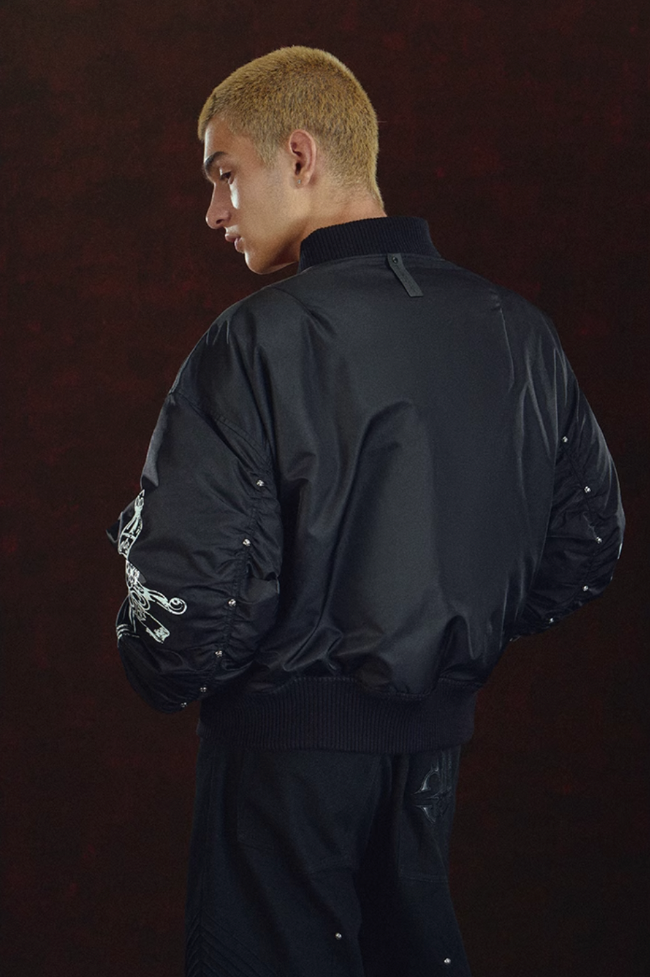 DICETINY Metal Logo Studs MA-1 Bomber Jacket