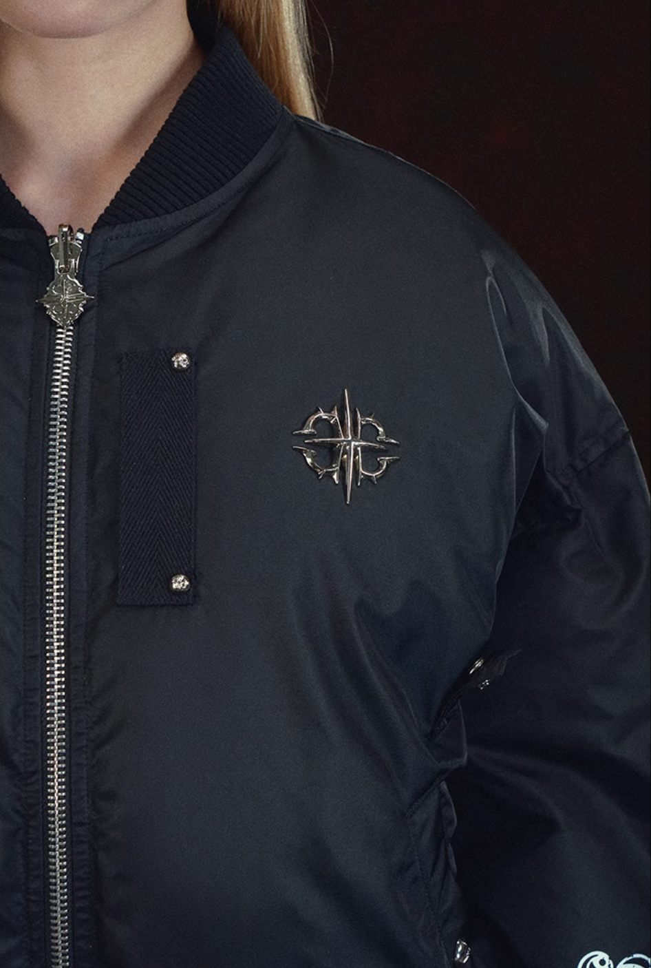 DICETINY Metal Logo Studs MA-1 Bomber Jacket