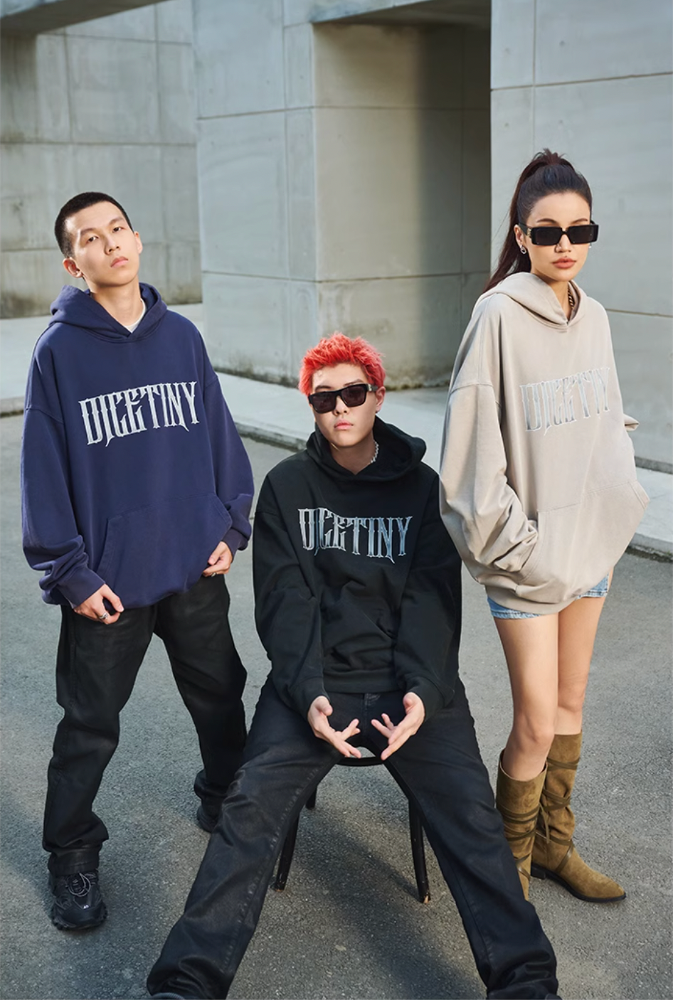 DICETINY Metal Font Logo Washed Hoodie