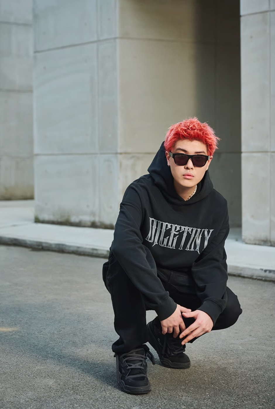 DICETINY Metal Font Logo Washed Hoodie