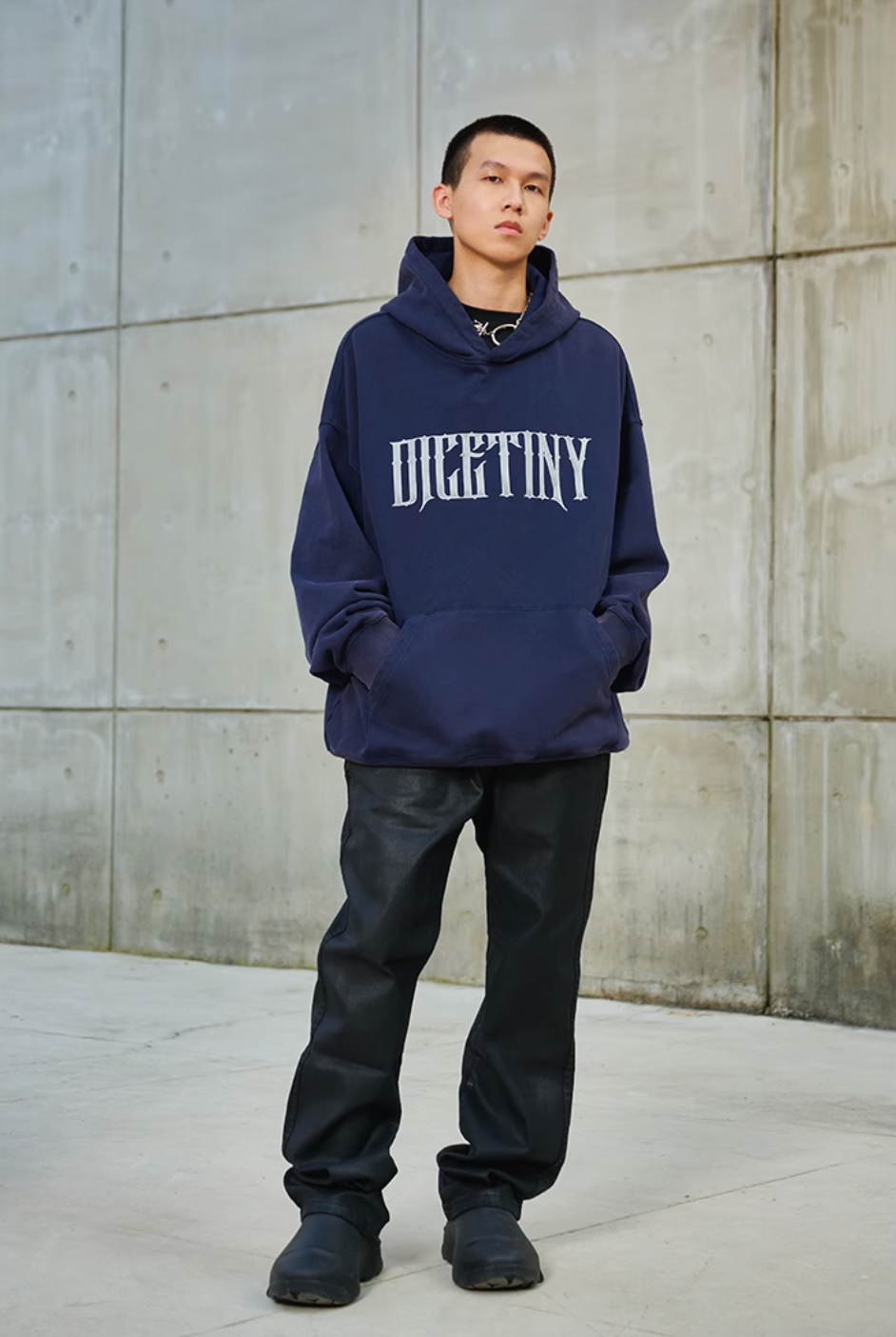DICETINY Metal Font Logo Washed Hoodie