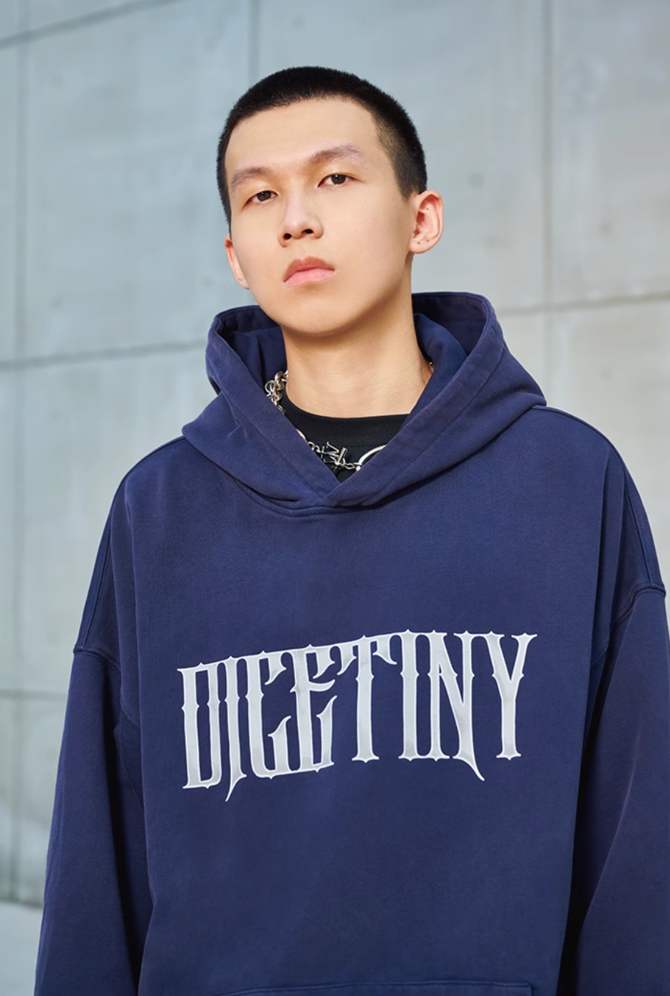 DICETINY Metal Font Logo Washed Hoodie