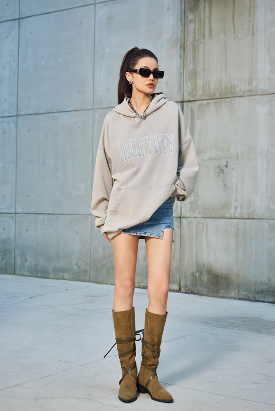 DICETINY Metal Font Logo Washed Hoodie