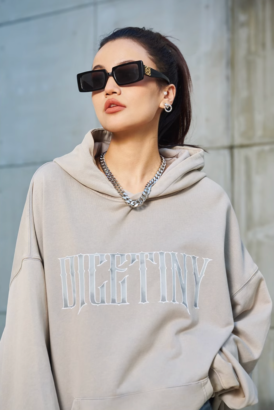DICETINY Metal Font Logo Washed Hoodie