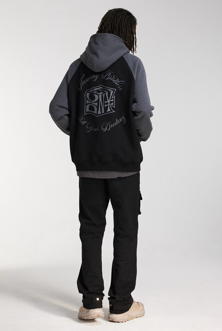 DICETINY Dice Roll Print Color Blocked Hoodie