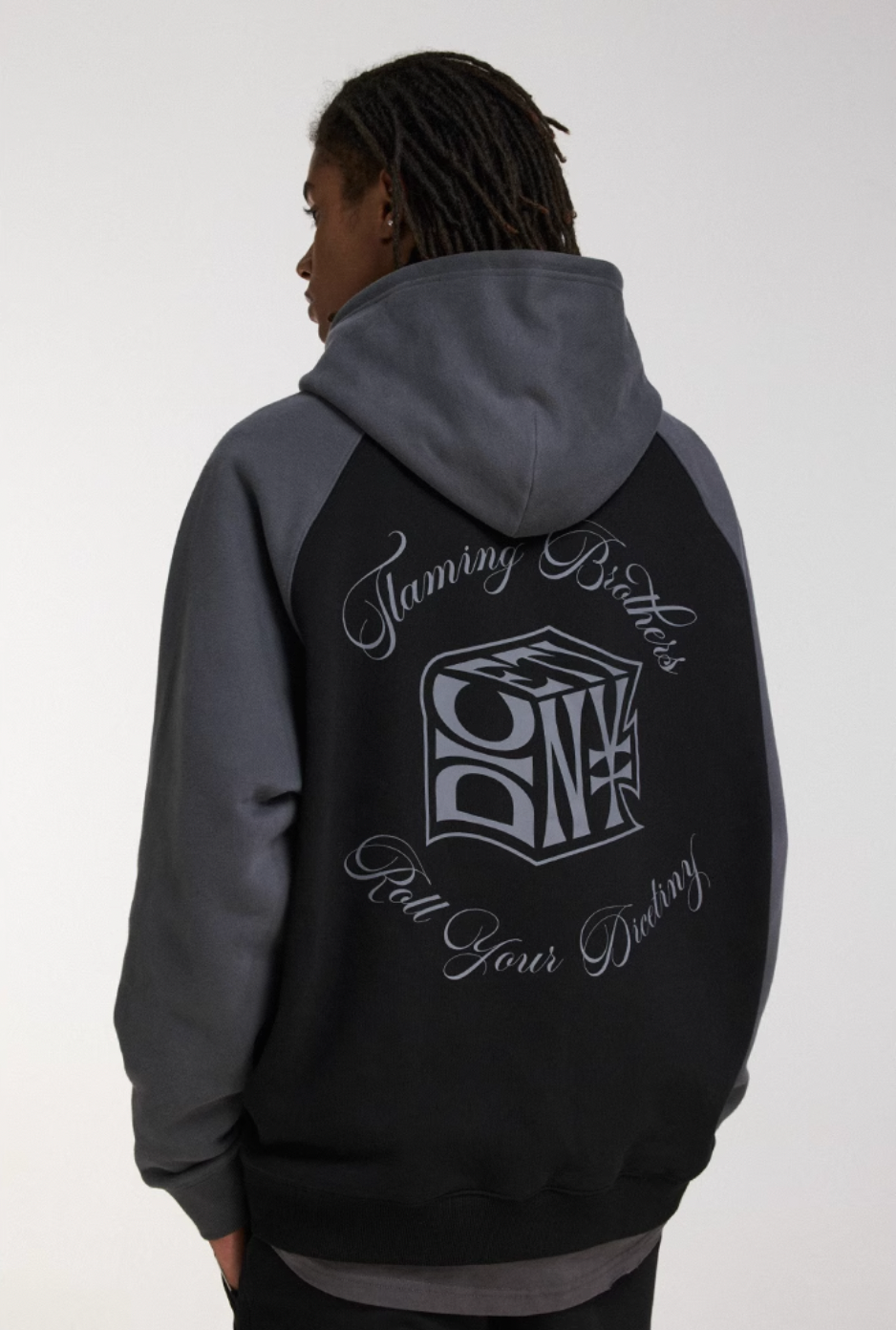 DICETINY Dice Roll Print Color Blocked Hoodie